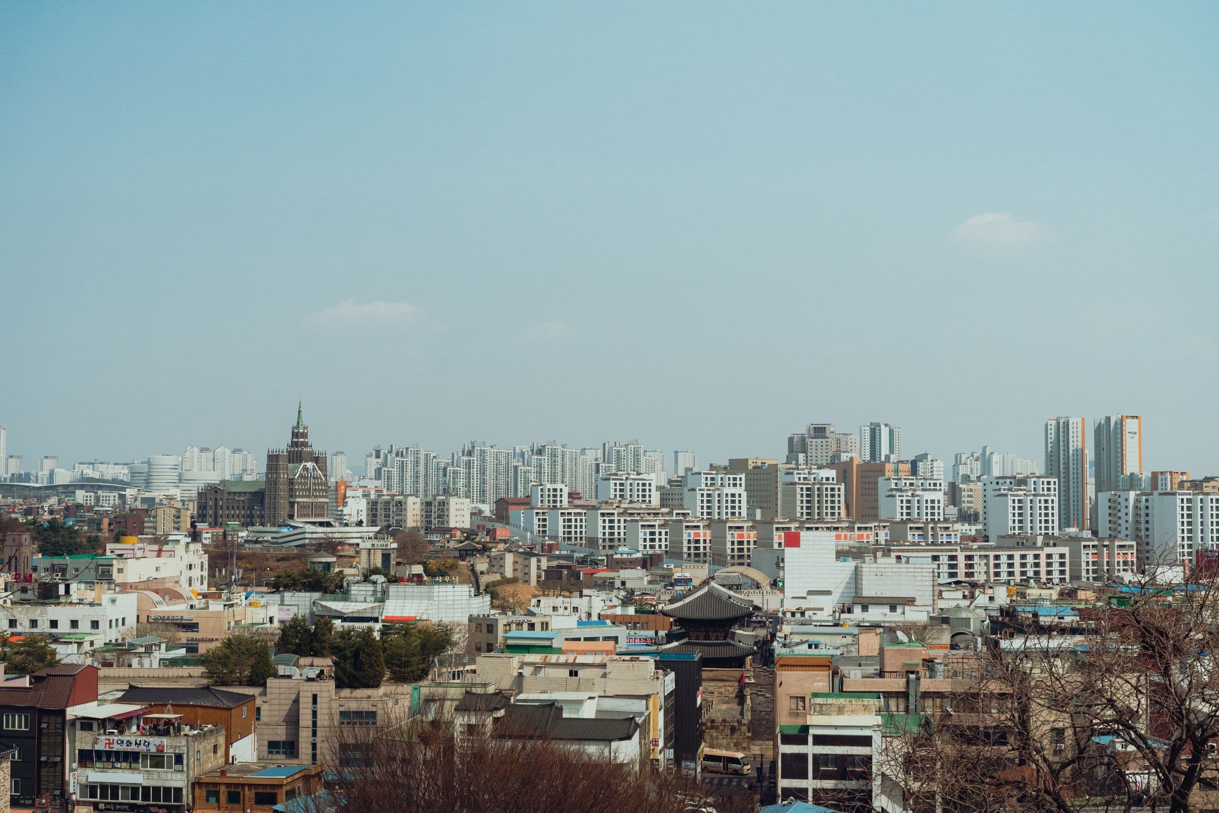 A Seoul neighborhood where traditional roofs meet apartment towers